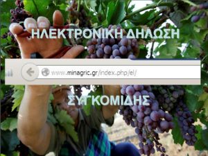 Παράταση Δηλώσεων Συγκομιδής οινοποιήσιμων σταφυλιών έτους 2017, έως τις 15 Ιανουαρίου 2018