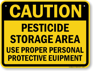 caution pesticide storage area sign s 8768